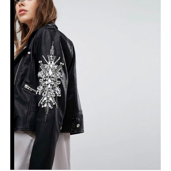 BLANK NYC WOMENS BLACK LONG SLEEVES EMBELLISHED BIKER SIZE XS - Picture 2 of 12